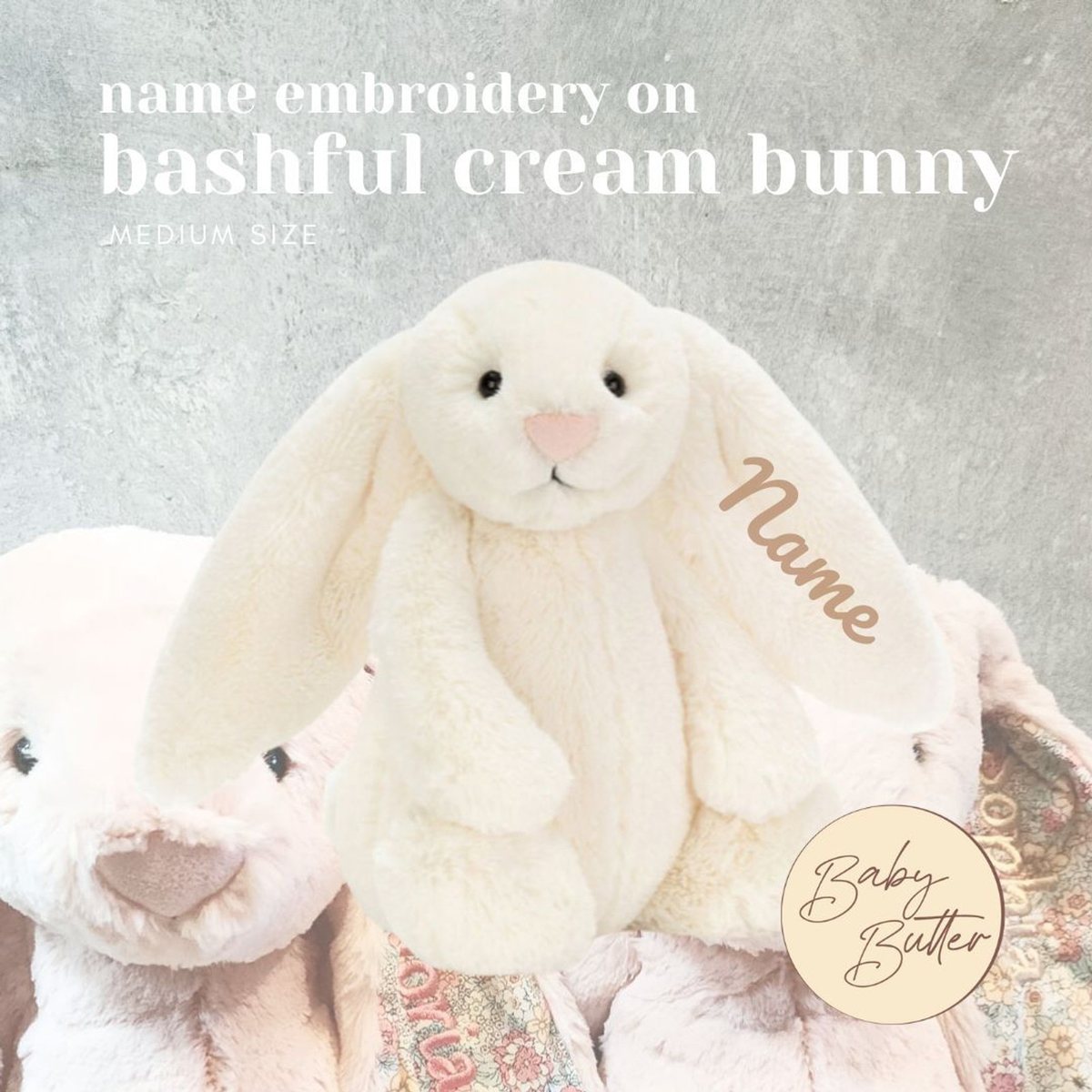 Bashful Cream Bunny (Medium, 31cm) - Personalised Jellycat Bunny Soft Toy