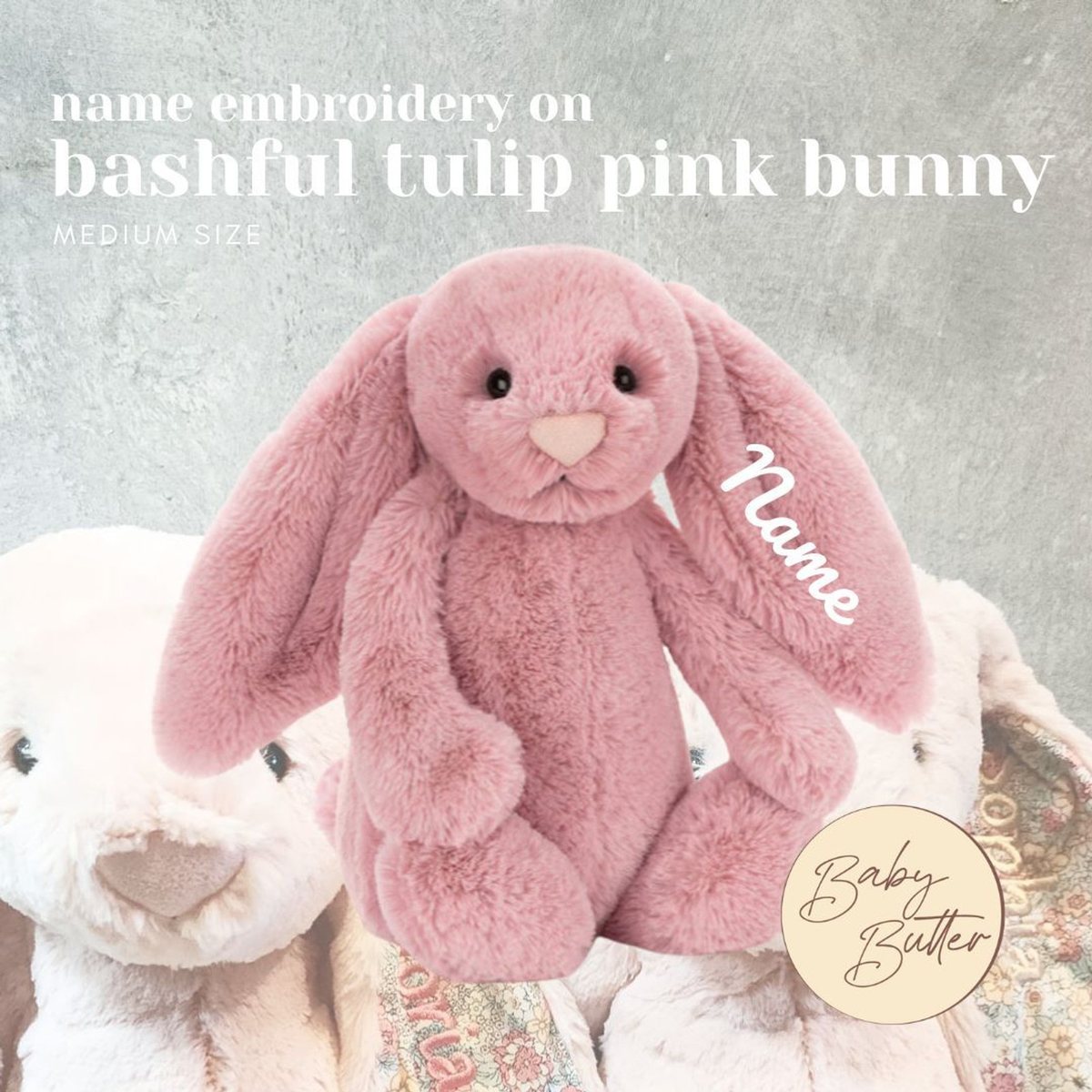 Bashful Tulip Pink Bunny (Medium, 31cm) - Personalised Jellycat Bunny Soft