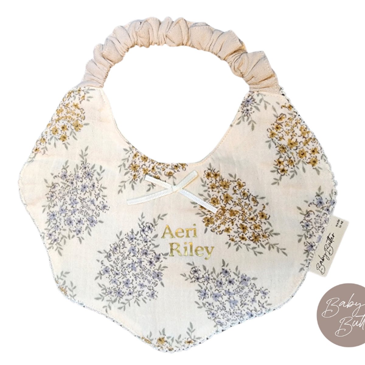 Soft-touch Cotton Bibs + Baby Name (Lavender)