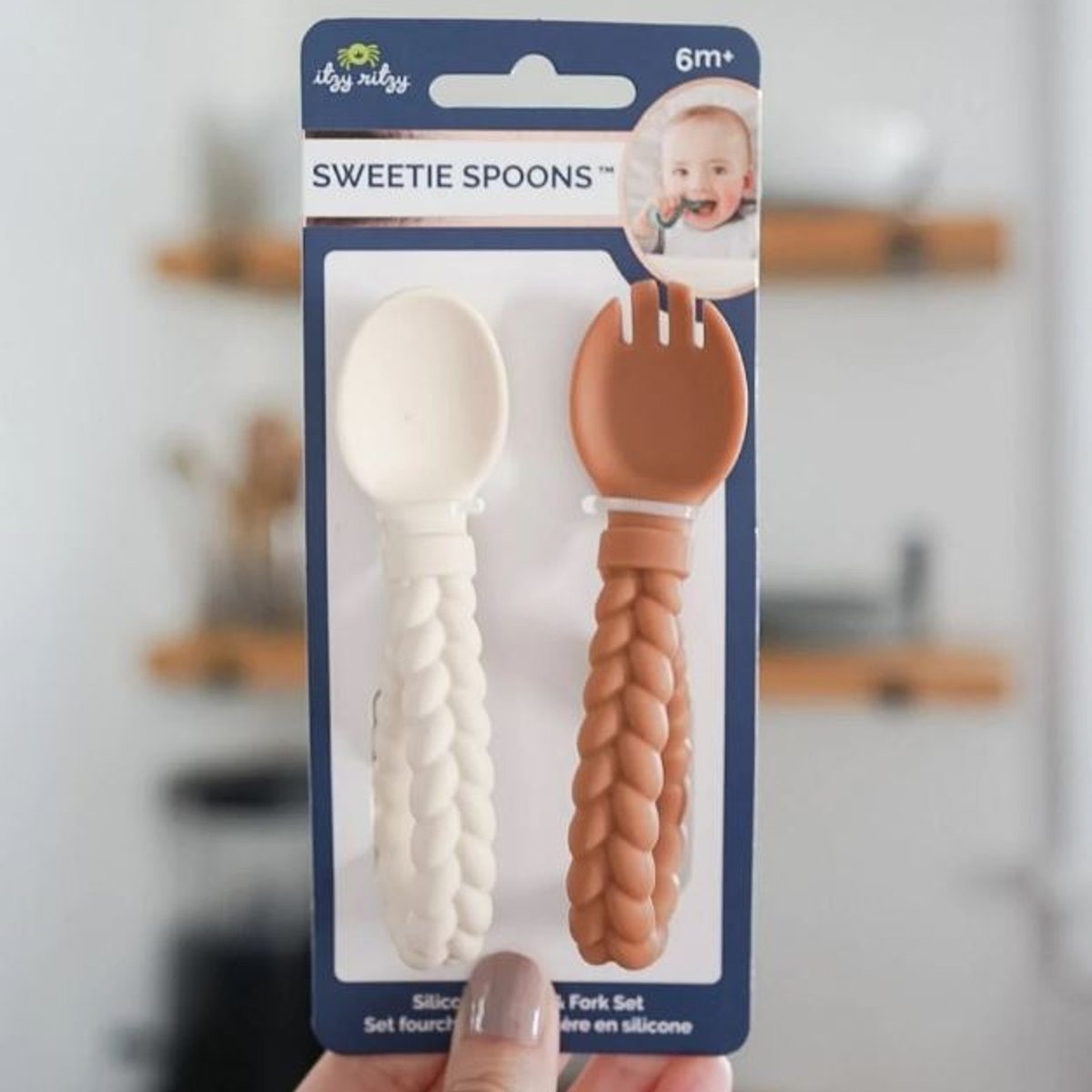 Sweetie Spoons™ Silicone Fork and Spoon Set - Buttercream and Toffee